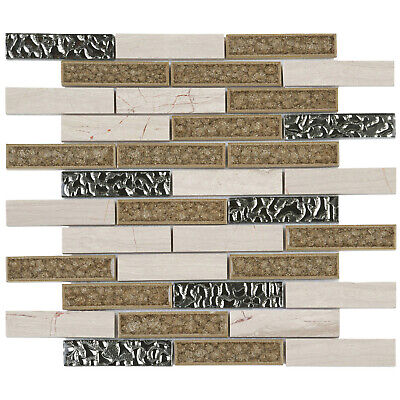 White Gray Marble Stone Crackle Glass Mosaic Tile Brick Joint Wall Backsplash