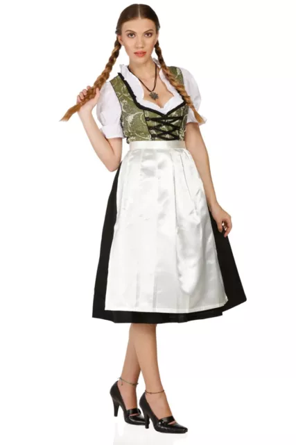 3 pz. Abito tradizionale Midirndl con grembiule e camicetta per Oktoberfest taglia 36
