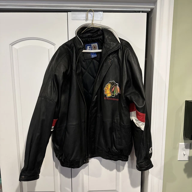 Vintage NHL Chicago Blackhawks Starter Leather Jacket Mens Large Nice Condition! Vintage NHL Chicago Blackhawks Starter Leather Jacket Mens Large Nice Condition!