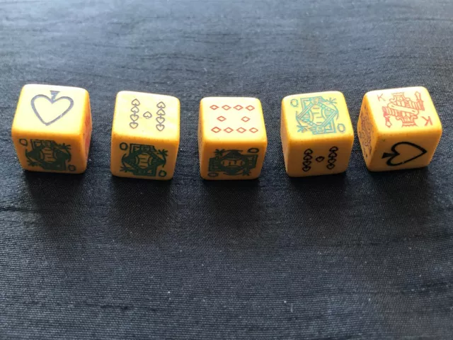 5er Set Vintage gebrauchte Pokerwürfel