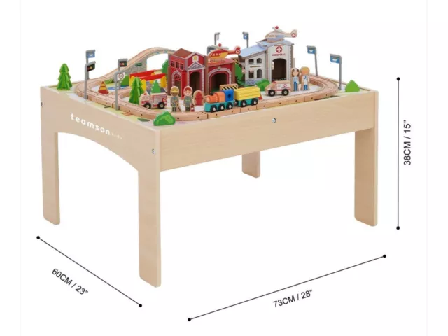 Teamson Brio Compatible Wooden Train Set, Play Table & Track - RRP £129.99