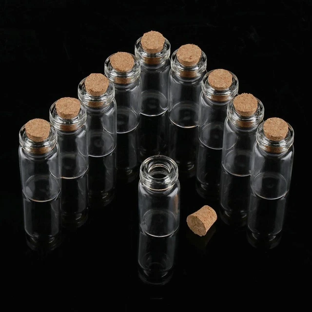 Botellas de vidrio pequeñas de 5 tamaños con tapón de corcho viales pequeños frascos artesanales W2E9