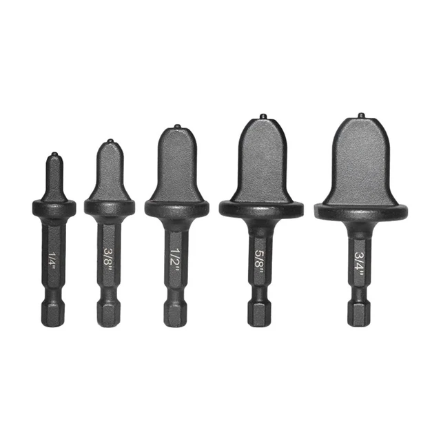 5 Pcs Swaging Tool Drill Bit Set 1/4" Hex Shank Copper Pipe Flaring Expander