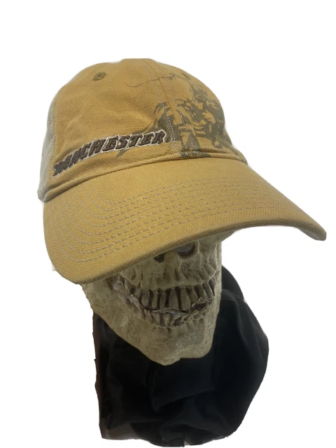 Vintage Yellow Tan Strapback Hat Winchester Ammunition Pheasant Hunt Fast Ship