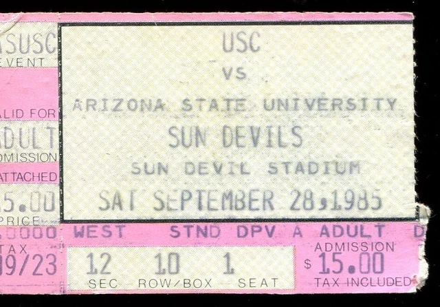 Ticket College Football USC 1985 9/28 Arizona State ASU
