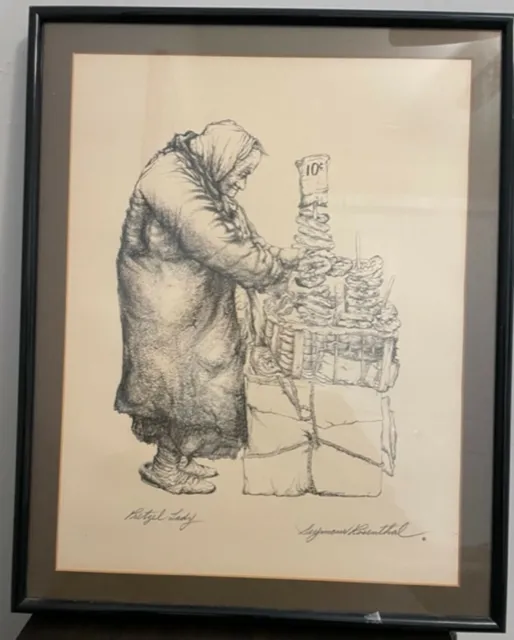 The Pretzel Lady by Seymour Rosenthal - framed and signed
