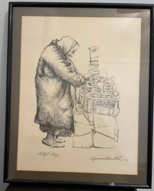 The Pretzel Lady by Seymour Rosenthal - framed and signed