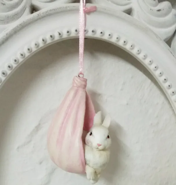 Decorazione di Pasqua Clayre & Eef Coniglietto Rosa Squallido 11cm Cottage Nido