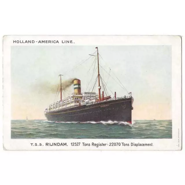 TSS RIJNDAM Holland America Line, Shipping Postcard Unused