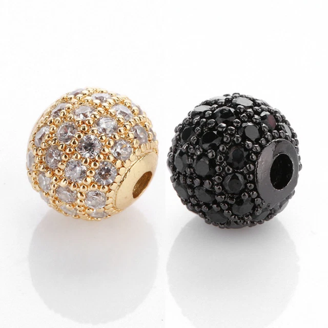 25pcs 8mm Strass Perlen Glitzer Glänzend Anhänger Kristall mit Loch für Armband