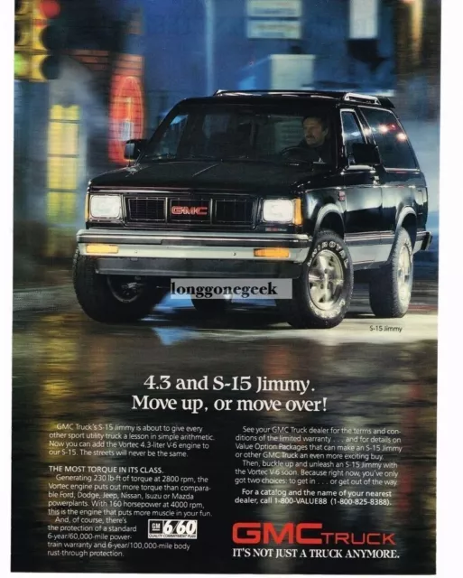 1988  GMC S-15 Jimmy Black Truck Vintage Ad