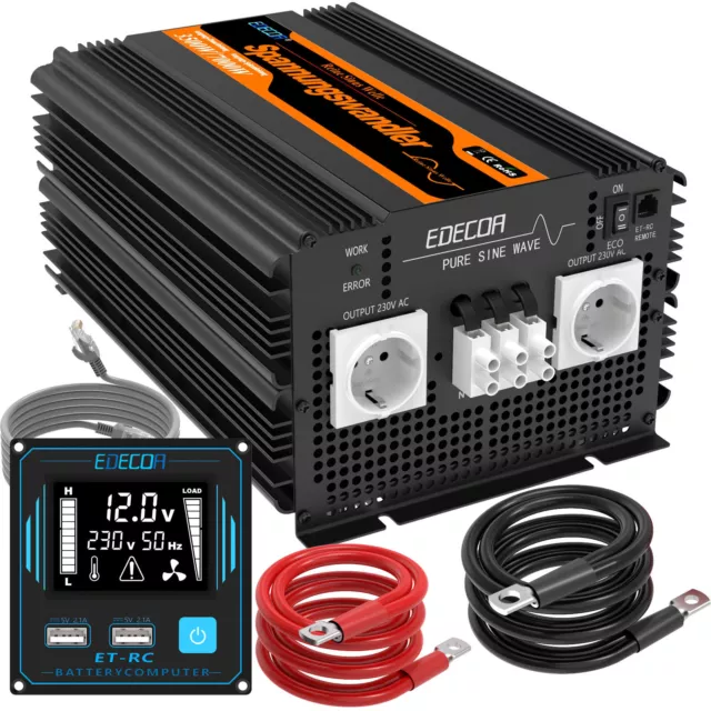 EDECOA CONVERTISSEUR 24V 220V 3000W/6000W Onduleur Transformateur  télécommande EUR 189,00 - PicClick FR