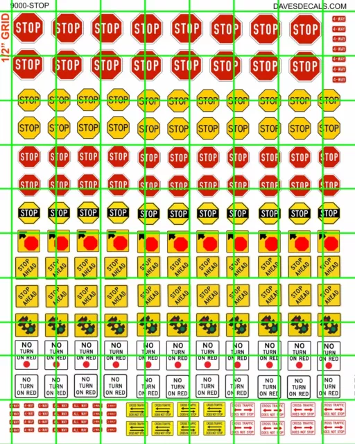 9000-S DAVE'S DECALS HO SCALE SIZE MODERN AND VINTAGE STOP AND ASSORTED SIGNs