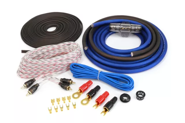 KnuKonceptz KCA 4 Gauge TRUE 4 Gauge Amp Kit Installation Wiring Kit Blue 4 AWG