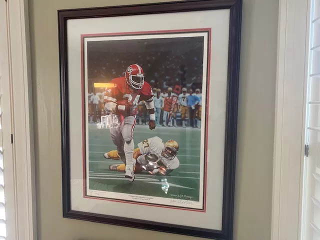 VERY RARE 1980 Georgia UGA BULLDOGS AUTOGRAPHED SUGAR BOWL HERSCHEL WALKER PRINT