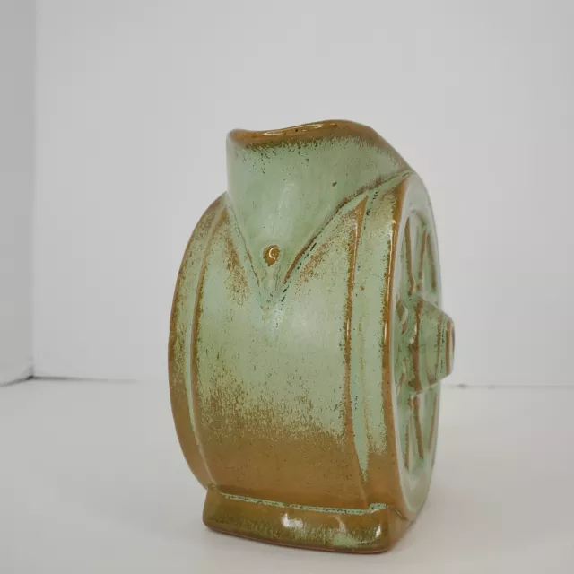 Frankoma Pottery Prairie Green Wagon wheel Creamer Syrup Pitcher 4" Tall 2