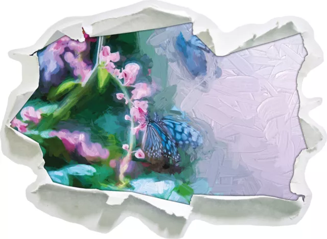 Hermoso Mariposas De Flores Rosa - 3D-Look Papel Wandtattoo