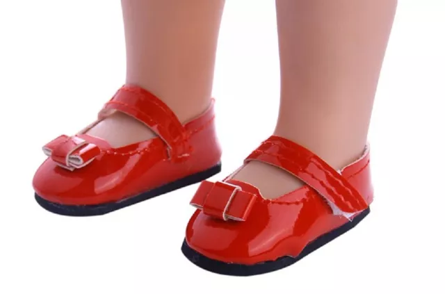 Puppen Schuhe Lackschuhe rot mit Schleife für kleine Puppen 5 cm lang, Nr. 212