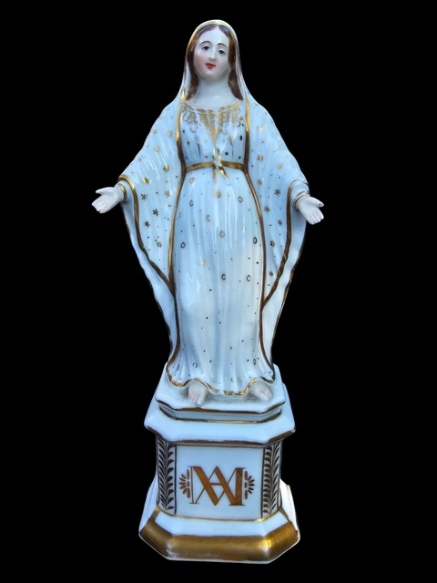 ANTIQUE FRENCH VIEUX paris porcelain ave maria madonna figurine statue ...