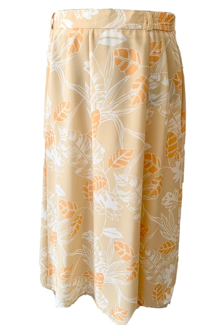 Gonna vintage Delmod Marbella senape e arancione floreale midi taglia 12 Germania
