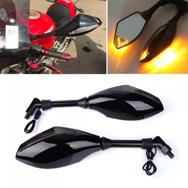 Motorrad Spiegel Mit LED Blinker Arrow Rückspiegel Set Für Quad Roller ATV Moped