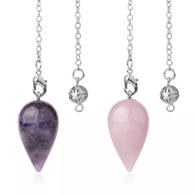 Natural Healing Crystal Quartz Stone Pointed Radish Gemstone Pendulum Pendant