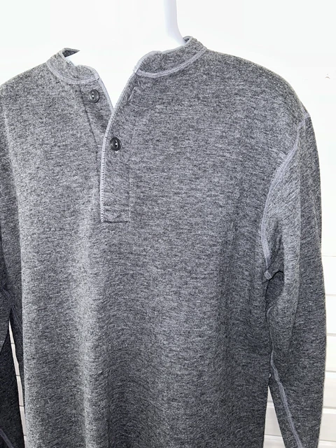 LL Bean Sz TALL LARGE LT River Driver’s Shirt Henley Men's Wool Blend Gray EUC