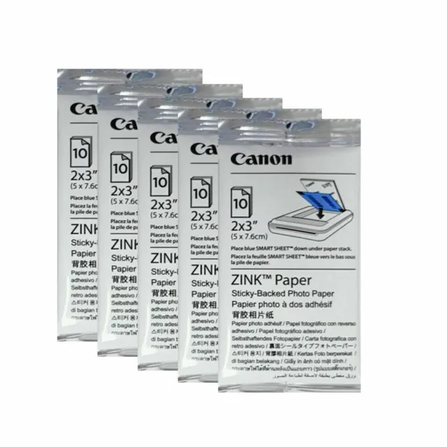 1x HP/Canon Paper Zink Sticky-backed 2x3" Photo Paper 50 Sheets for Sprocket