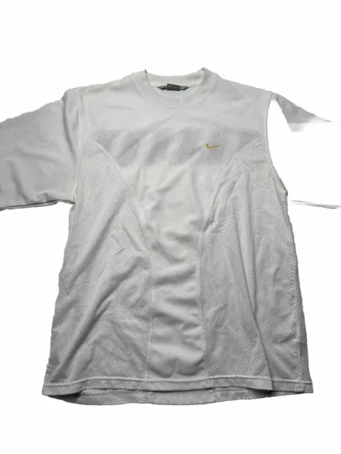 Camiseta deportiva blanca con panel de malla lisa Nike para hombre L CB12