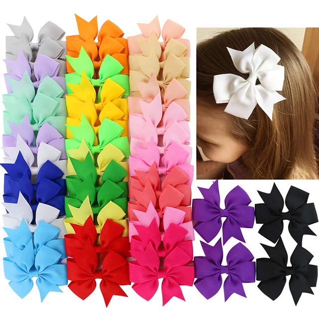 40 Pcs in Pairs 3 Boutique Hair Bows Clips Accessories for Girls Toddlers Kids