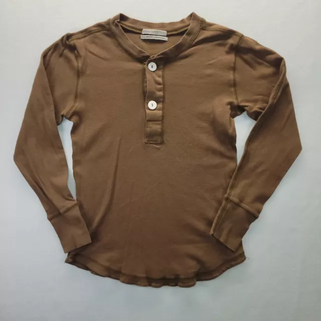 URBAN OUTFITTERS Womens Top HENLEY Brown Button Neck Long Sleeve Sz S