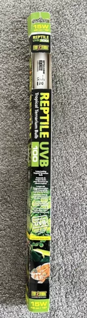 Exo Terra Reptile Lamp UVB100 Strip Light Bulb UVB Tropical 15W 18” New