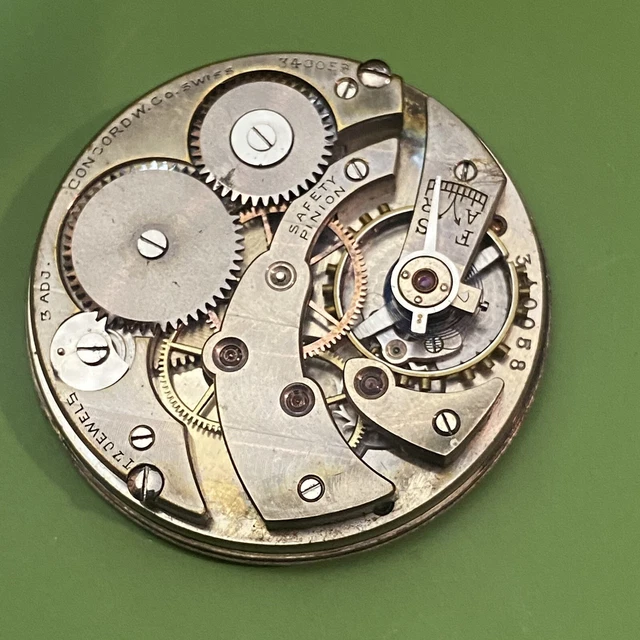 CONCORD WATCH CO Pocket Watch Movement 39MM 17 Jewels GOOD BALANCE 27.32 PicClick CA