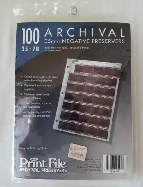 Printfile 35MM Negatives 7 Strips 5 Frames Sheets 100 Pack - Print file 010-0090