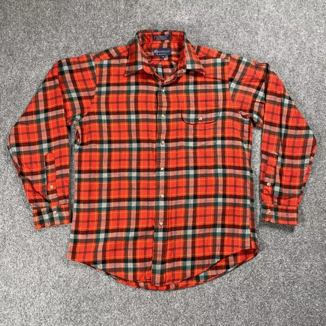VINTAGE VIYELLA GANT Mens Shirt Medium Flannel Wool Red Plaid Long