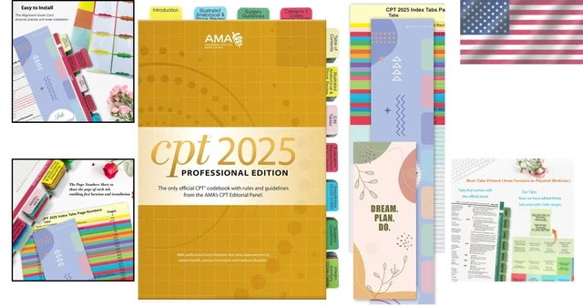 Tab Alignment Guide Book CPT 2025 BOOK Tabs: Upgraded, Laminated, Color-Coded, Alignment Guide £ ...