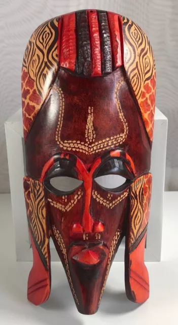African Hand Carved Wooden Tribal Warrior Mask Maasai Carving Face Primitive Art