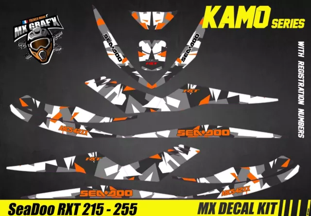 Kit Déco pour / Decal Kit for Jet Ski Sea-Doo RXT 215 / 255 - Kamo Orange