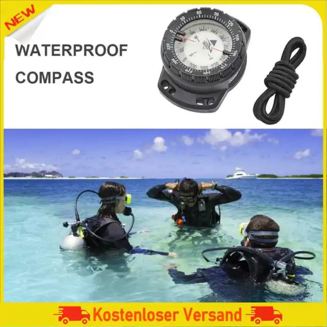 Outdoor-Camping-Kompass, wasserdicht, leuchtend, Unterwasseruhr (schwarz)