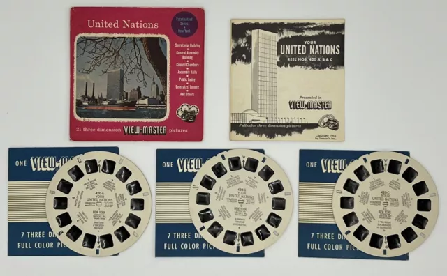 Sawyer’s View-Master United Nations New York 3 Reels Packet 420ABC Vintage 1955