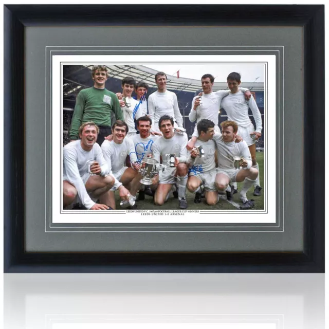 Leeds United 1968 League Cup Hand Signed by 3 Winners 16x12'' Photograph COA