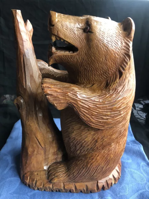 Large Black Forest Grizzly Bear Hand Carved