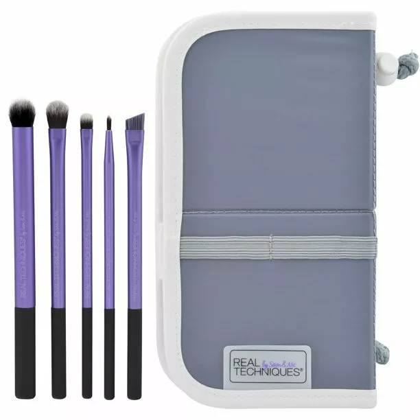 Real Techniques EYES Starter Set of 5 Makeup Brushes + 2-in-1 Pouch Set 1406 3