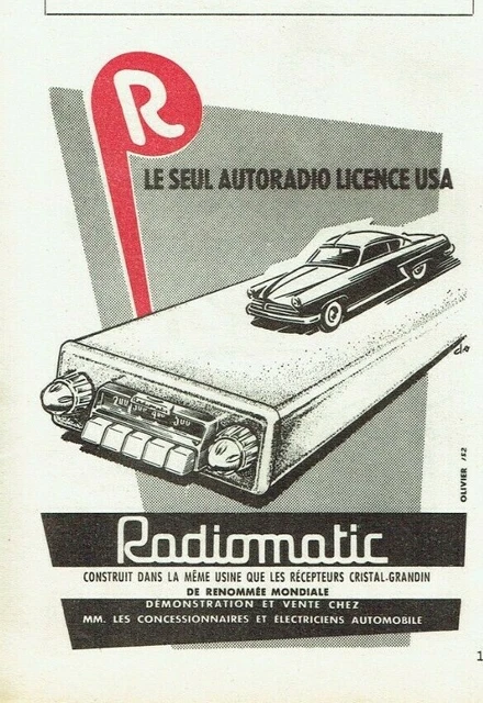 Publicité Advertising 1221 1954  Radiomatic  autoradio R  licence USA