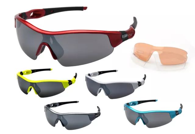 Ravs Sonnenbrille  Radbrille Sportbrille Fahrradbrille  mit drei Wechselgläser