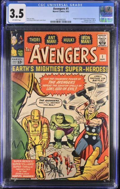 Avengers #1 - Marvel Comics 1963 CGC 3.5 Origin + 1st appearance of the Avengers