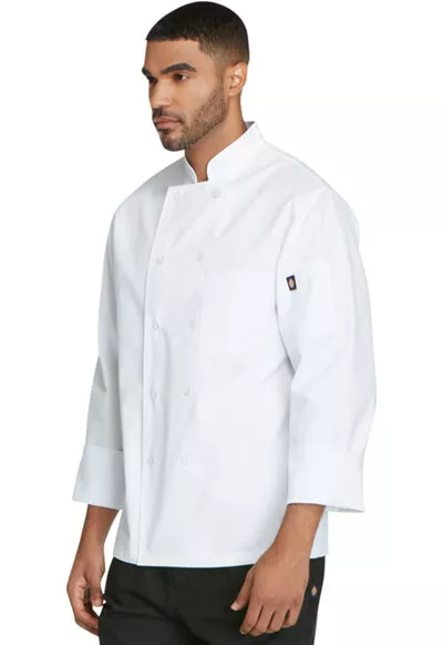 Nwt Dickies Unisex Cloth Covered Button Chef Coat White Dc44