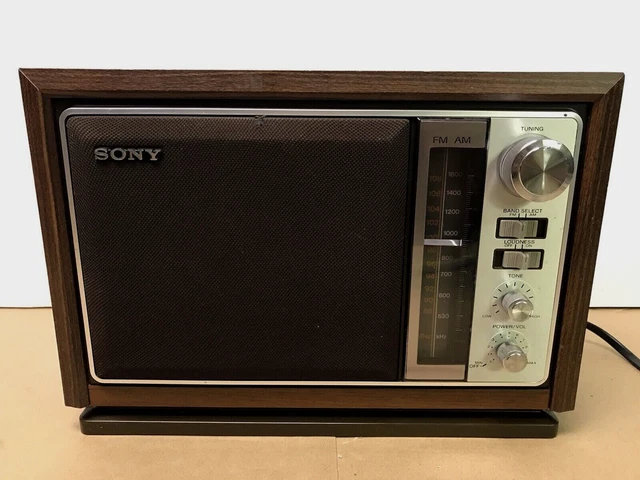 SONY ICF-9740W AM/FM Desk Tabletop Radio Wood Grain Look Tested £24.83 ...