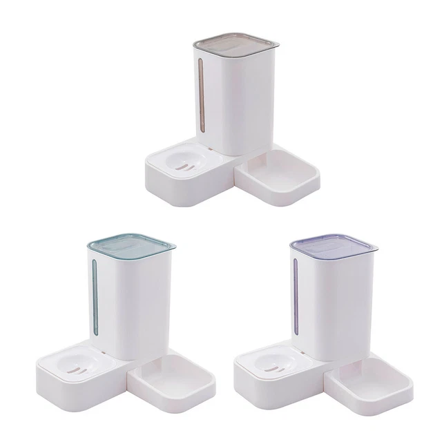 Pet Dog Cat Automatic Feeder Bowl Plastic Water Dispenser Food Feeding Device