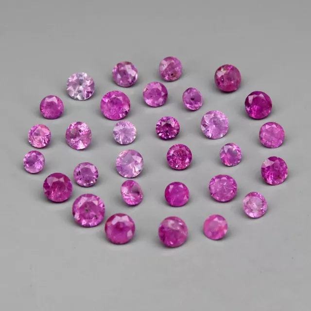 30pcs Lot 1.23ct t.w Round Pink Sapphire Gemstone Thailand *Heated